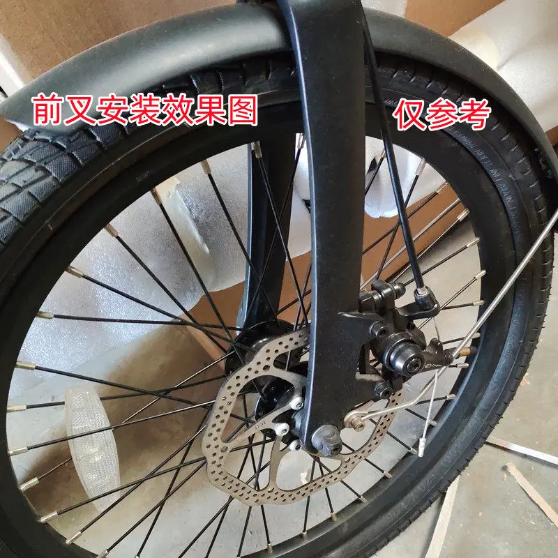 20 Zoll Scheibenbremsen-Vorderradgabel aus Aluminiumlegierung, starre Gabel, 406 Faltrad, Lithium-betriebene Fahrradgabel, zahnlos, 28,6 mm, 100 mm Gabel – Detail 9
