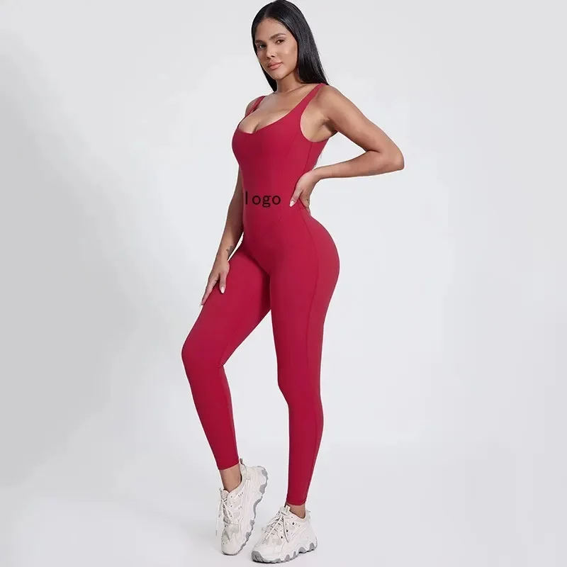 Yoga Jumpsuit Nude Sexy Peach Hip Quick Drying Fitness Exercise Beautiful Back Quick Drying Yoga Suit Wholesale Customized Logo