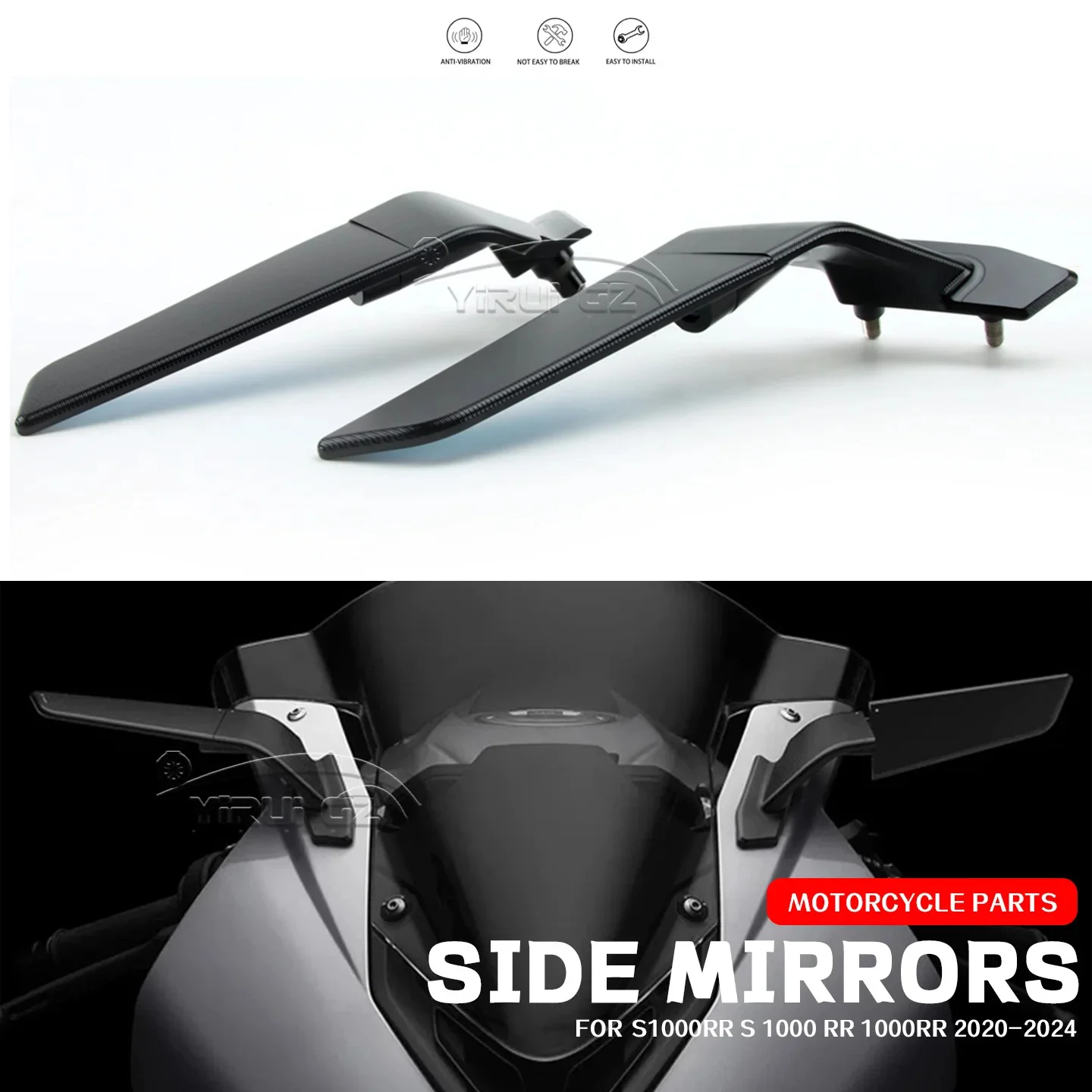For BMW S1000RR S 1000 RR 1000rr Motorcycle Rearview Side Mirrors Fixed Wing Adjust Side Mirror Accessories 2020 2021 2022-2024