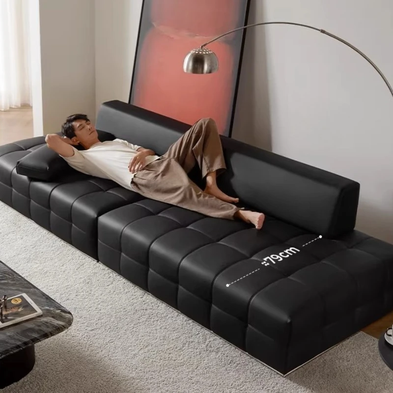 Luxury modern Italian Lawrence big black cow sofa couchs genuine leather living room sofas and seating couch home furniture