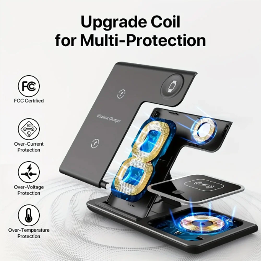 15W fast charging 3-in-1 foldable wireless charger bracket #4