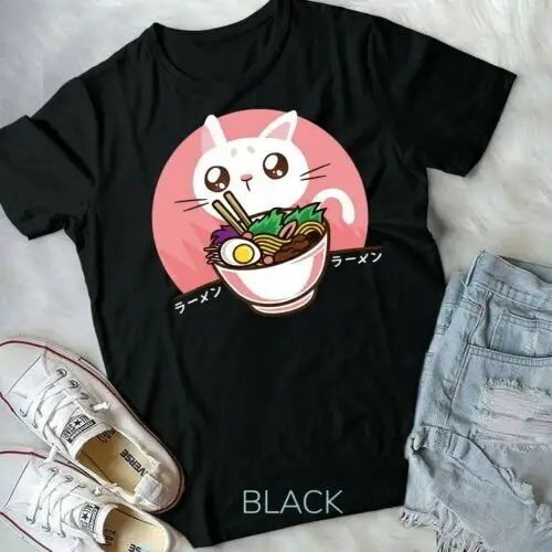 Kawaii Japanese Ramen Noodles Shirt Anime Cat Lover Gift Unisex Form T-Shirt