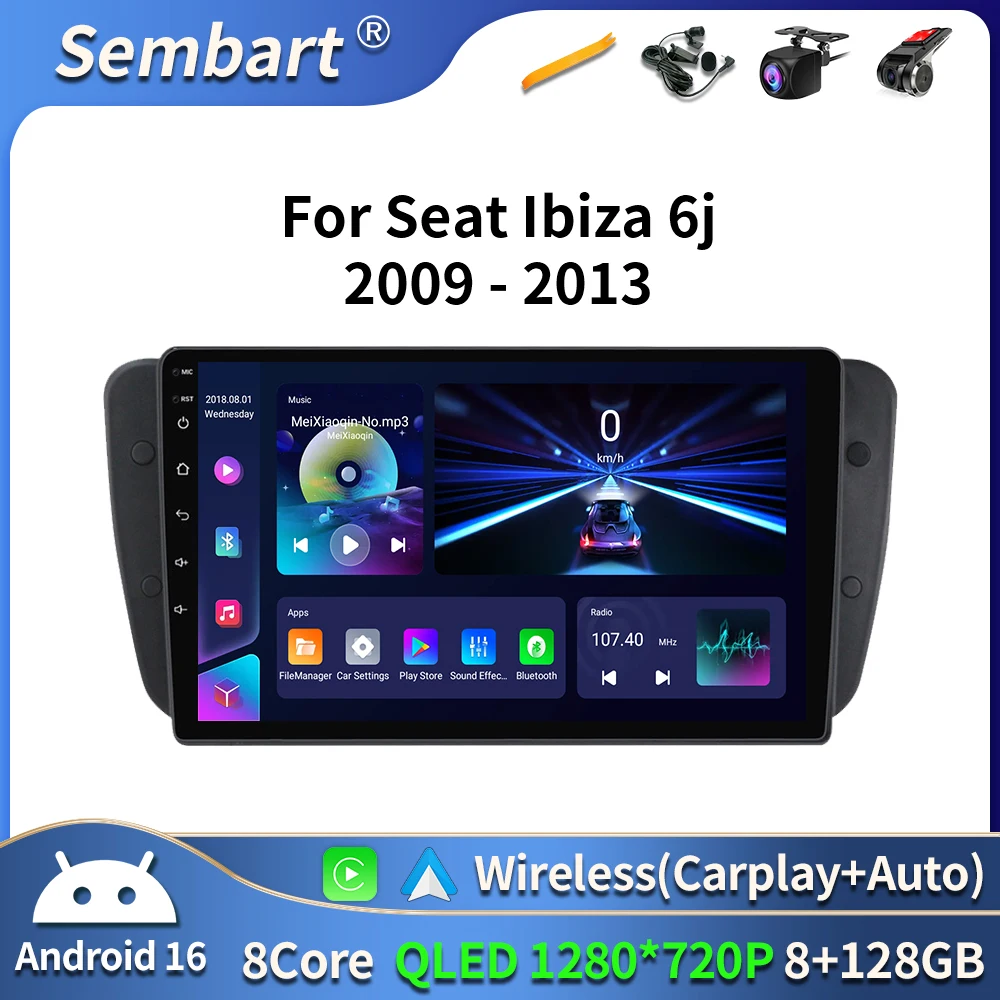 

ndroid 16 Car Radio Multimedia Video Player For Seat Ibiza 6j 2009 - 2013 Navigation GPS 2din autoradio 4G dvd RDS WIFI