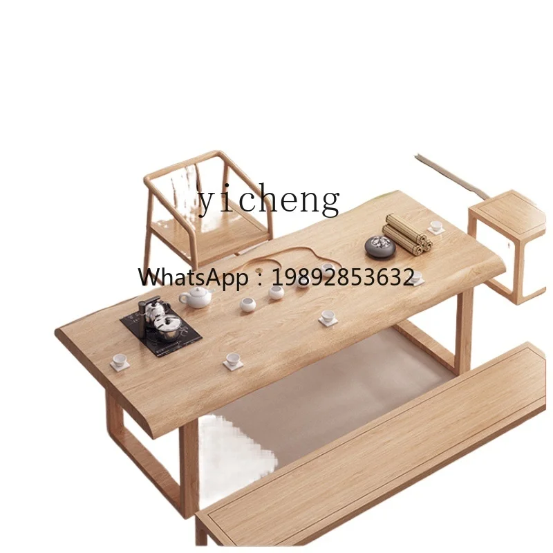 

XL solid wood tea table and chair combination tea table Kung Fu log tea table kettle integrated