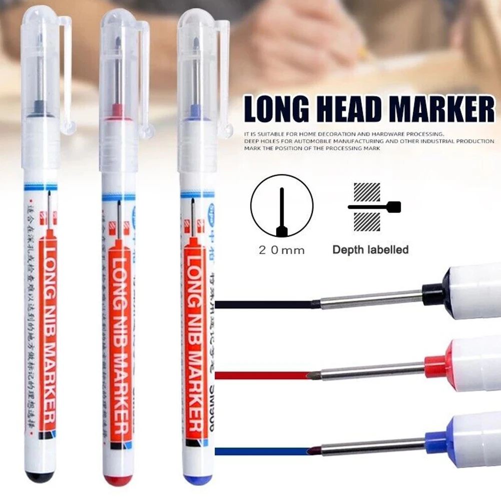 Multi-purpose Long Head Markers Pen Deep Hole Marker Pens Waterproof Marker Pens Carpenter Pen Hand Tools