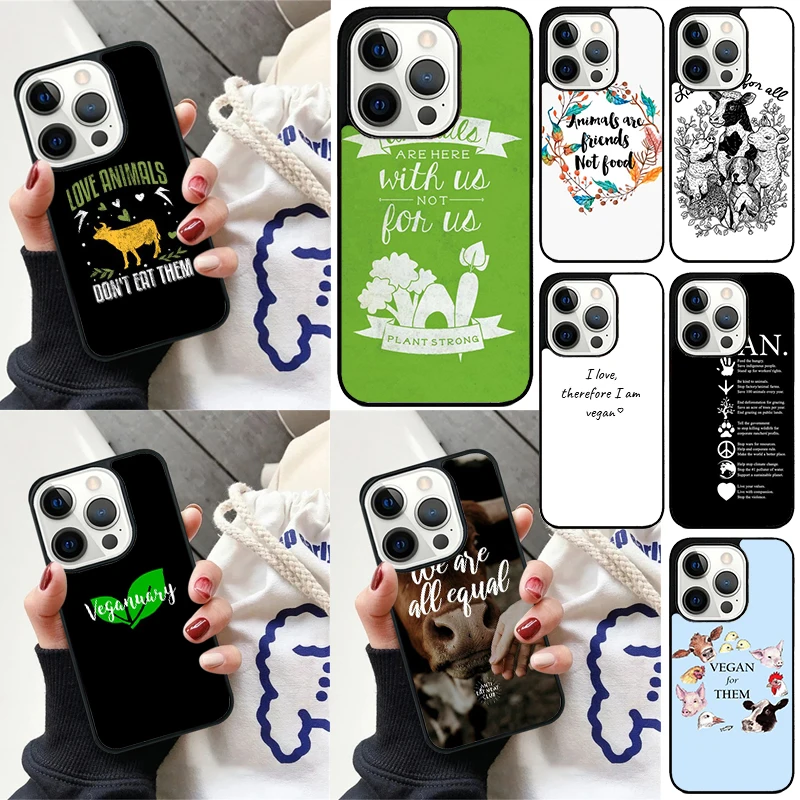 VEGAN FOOD QUOTES ANIMAL LOVE VEGGIE Cover For iPhone 16 13 14 15 Pro Max 12 Mini 11 15 Pro Max 7 8 Plus Max SE Phone Case