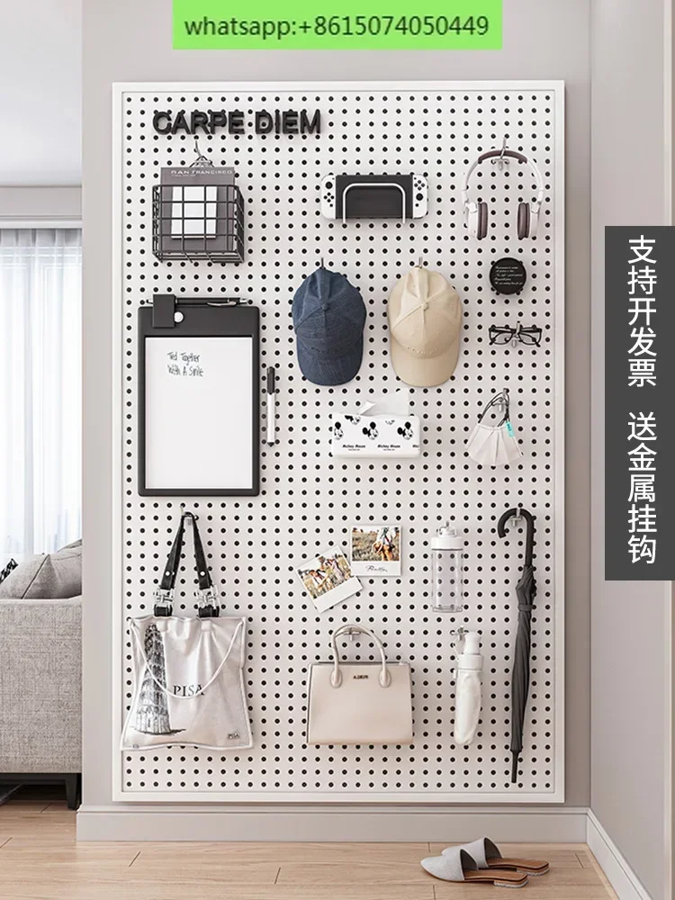 원형 구멍 보드 벽 선반 스테인리스 스틸 디스플레이 보관함 쥬얼리 하드웨어 도구 범용 벽걸이 보드