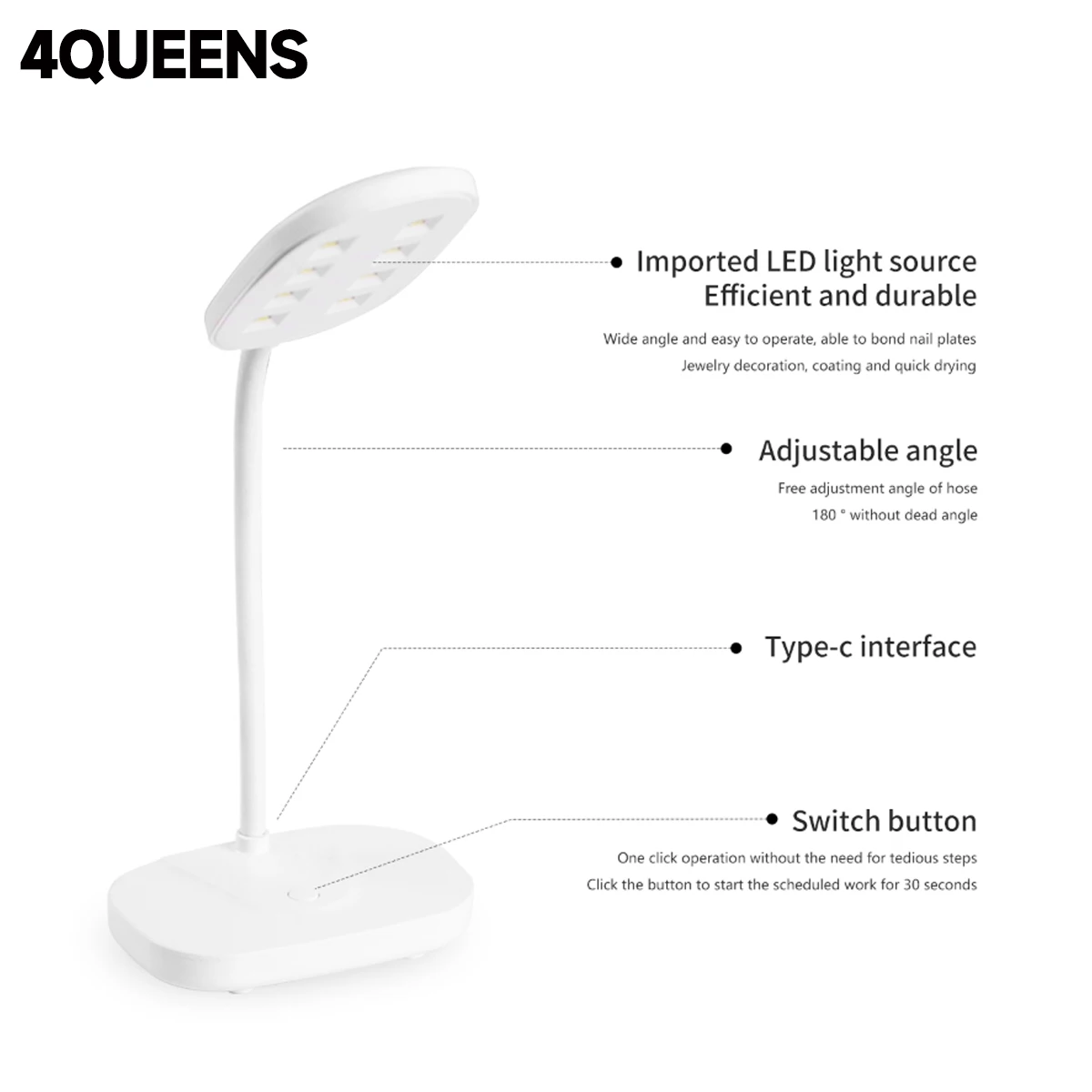 LED Desktop Nail Lamp Mini UV Nail Light Quick Drying UV Nail Dryer Folding Baking Lamp for Phototherapy Nail Care for Home DIY