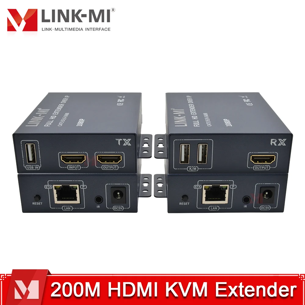 موسع HDMI KVM بطول 200 متر عبر IP، USB Loop Out، HDCP1.4، MJPEG، التوصيل والتشغيل، نقطة إلى متعددة النقاط، وضع المتتالي