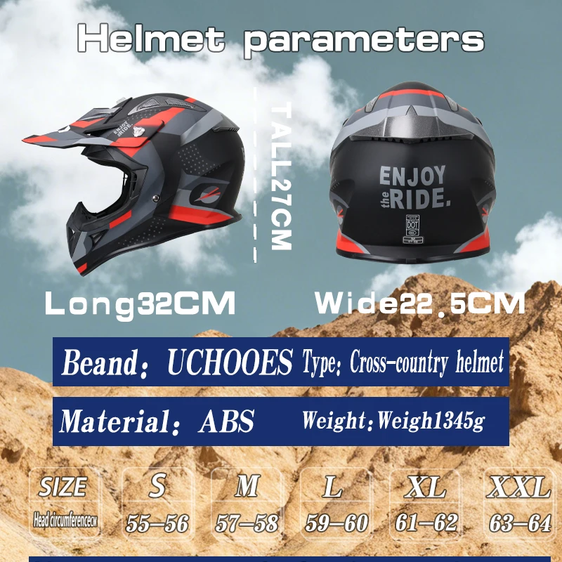 116 Uchoose جودة دراجة نارية على الطرق الوعرة خوذة سباق ATV الغابات DH دراجة هوائية جبلية خوذة كاملة DOT المعتمدة نظارات هدية #2