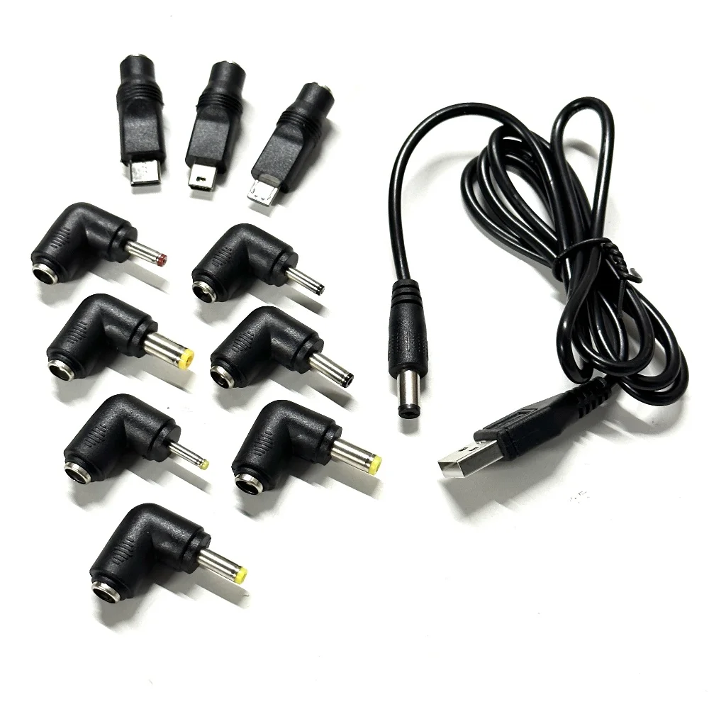 USB To DC Power Connector Cable USB Male to DC Male Jack Plug Converter 10 Kinds Male Connetor 5.5x2.1mm DC Plug