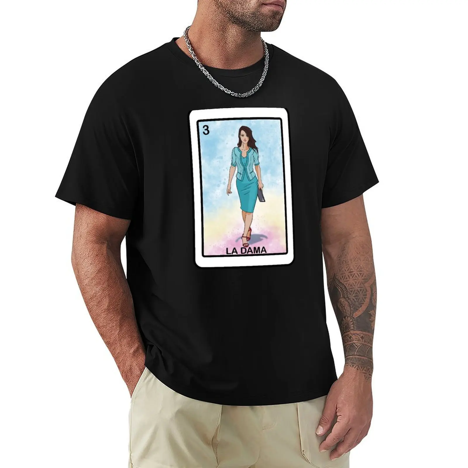 LA DAMA ANIME MANGA MEXICAN LOTTERY LOTERíA CARD T-Shirt Casual Street Style Short Sleeve Tee