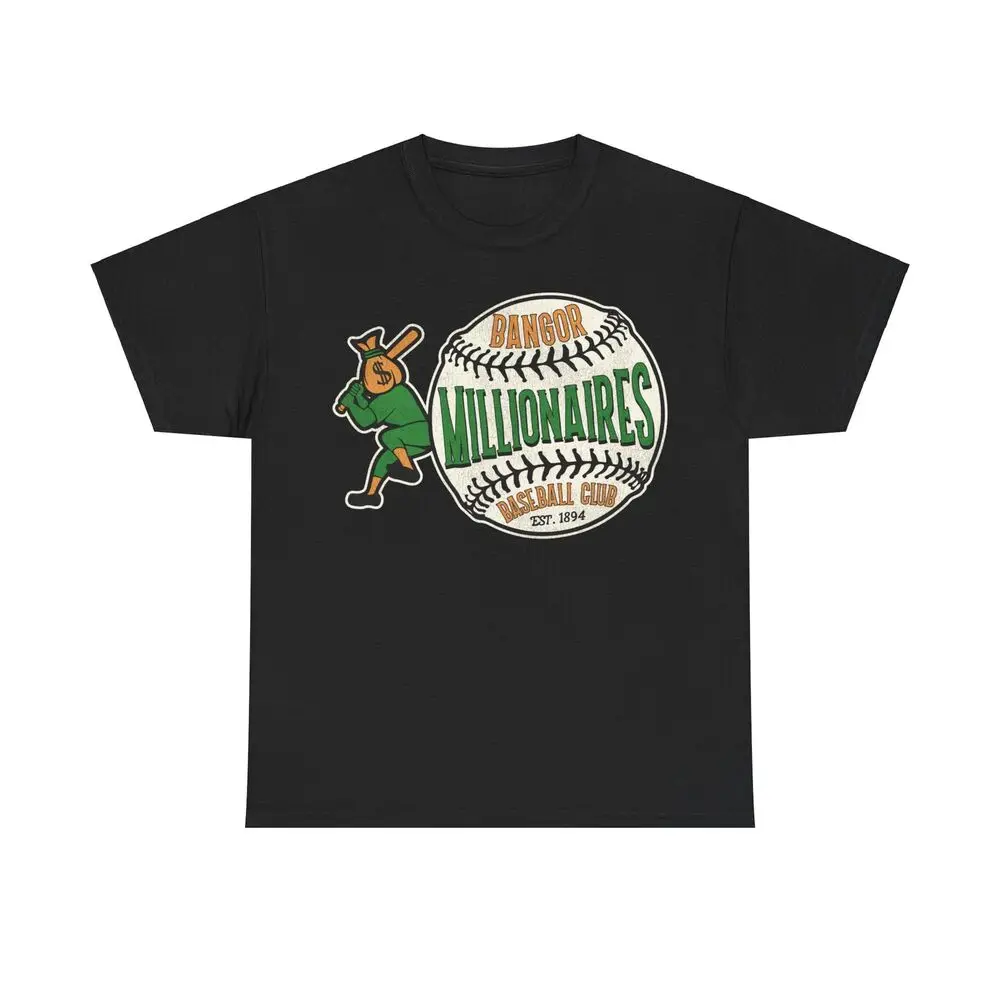 Bangor Millionaires Maine Moneybags Retro Baseball T-shirt  Cotton Luxury brand vintage oversized