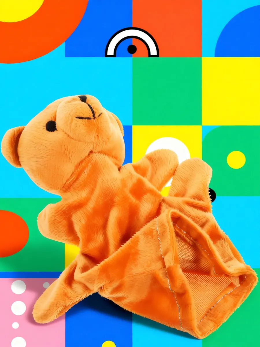 Bear Hand Puppet Soft Stuffed Animal Interactive Storytelling Creative Puppet Educational Fun for Kids Toddlers Babies