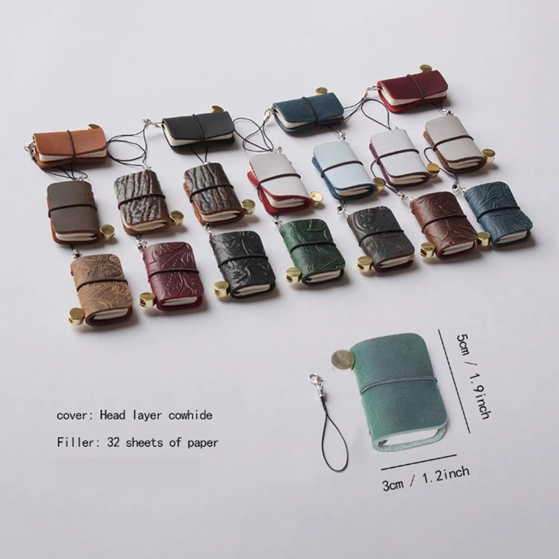 Vintage Mini Leather Pocket Notebook Creative Retro Notepad Travel Diary Planner With Keychain For Student Office Stationery