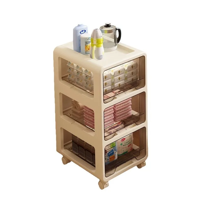 

Drawer type snack storage cabinet Plastic locker Multi-layer storage cabinet Free installation of bedside cabinet