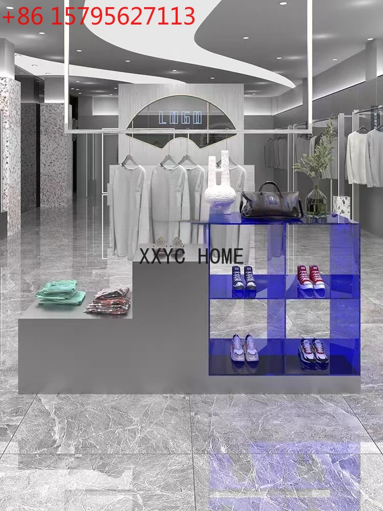 Clothing Store Zhongdao Display Stand Acrylic High-Low Water Table Table-Console Display Rack in the Middle of the Store