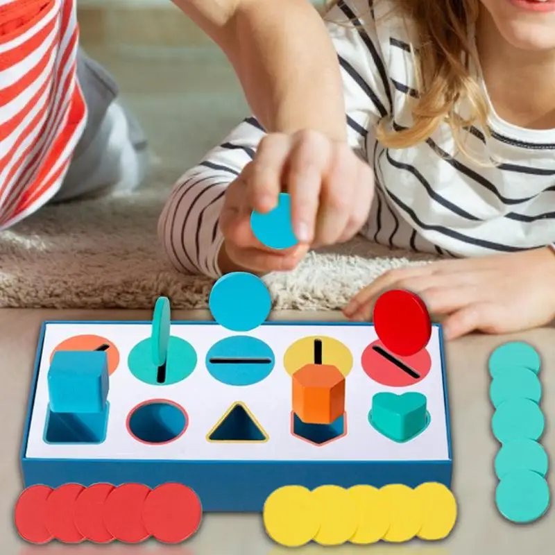 Juegos a juego para niños pequeños de 3 a 5 grados, clasificador de formas de madera, bloques de patrones, bloques educativos a juego, clasificación de colores, juguetes sensoriales para