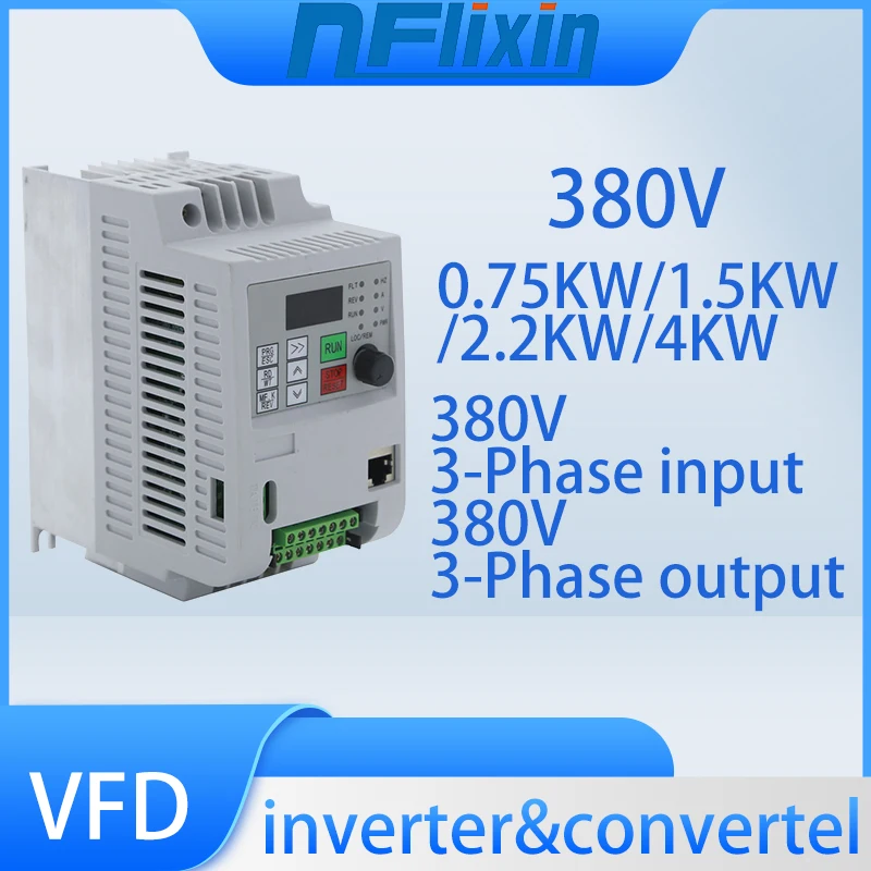 380V 0.75/1.5/2.2/4/5.5W/7.5/11KW VFD Przetwornica częstotliwości AC Trójfazowe wejście na trójfazowe napędy wyjściowe Przetwornica częstotliwości