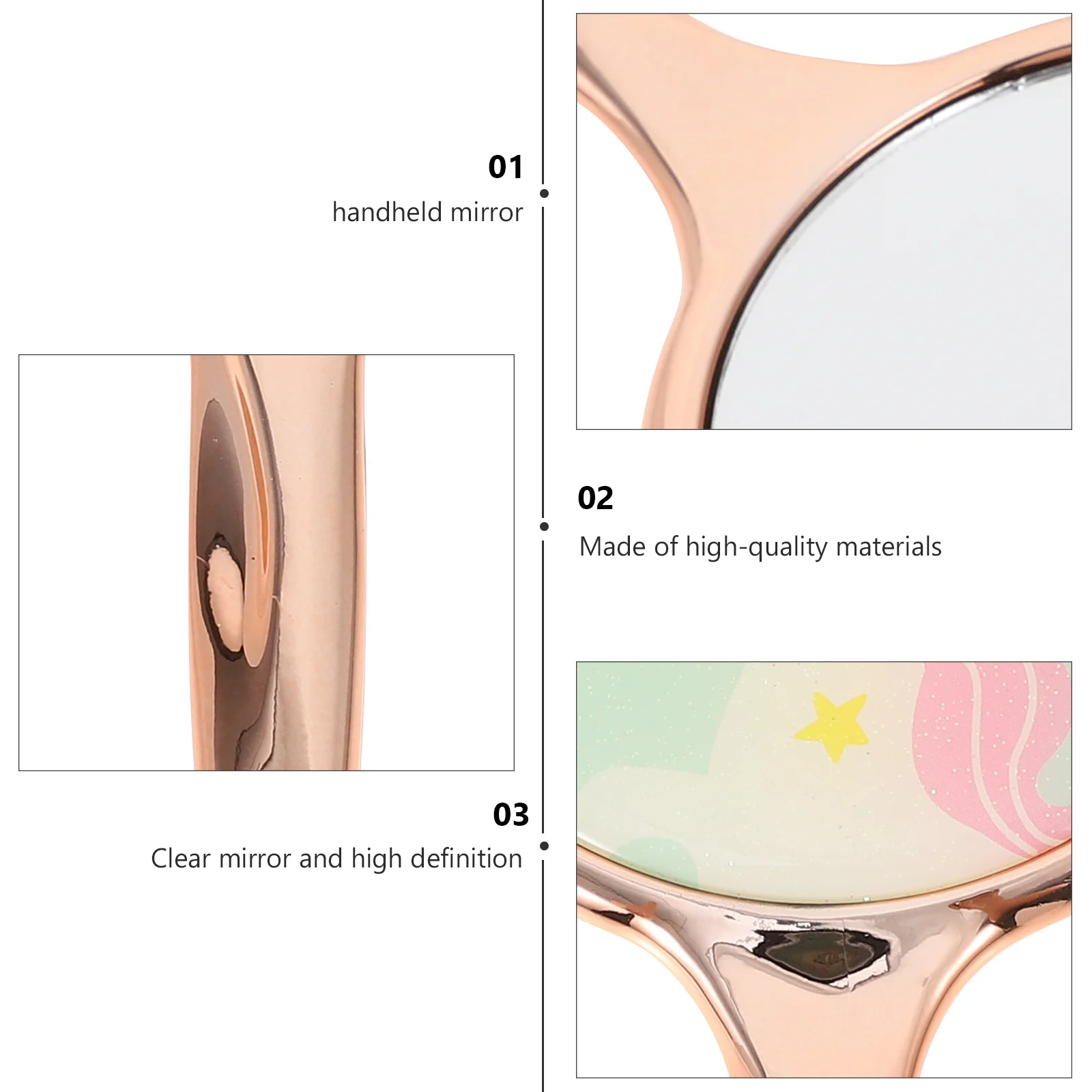 Specchio per trucco ergonomico portatile Dimensioni perfette per borsa Specchio portatile per donne Viaggi Uso quotidiano Accessori per il trucco