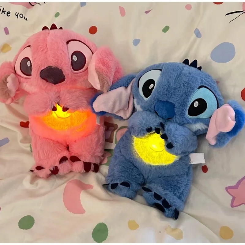 Disney Stitch creativo respirazione, illuminazione e suono giocattolo bambola lenitiva e addormentata cuscino per dormire per bambini regalo di