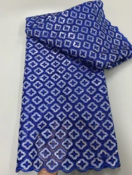 Royal Blue Nigerian Guipure Cord Lace Fabric 2023 High Quality African Water Souble Sequins Lace Fabric For Woman Party Dresses