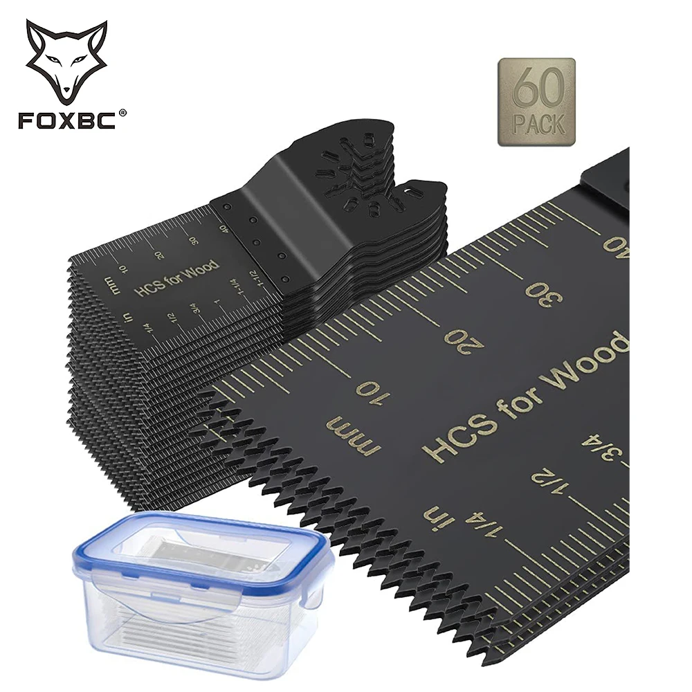 

FOXBC Multi Tool Blades Kits Universal Wood Oscillating Saw Blades for Wood Metal Plastic fits Dewalt, Milwaukee Rockwell 60pcs