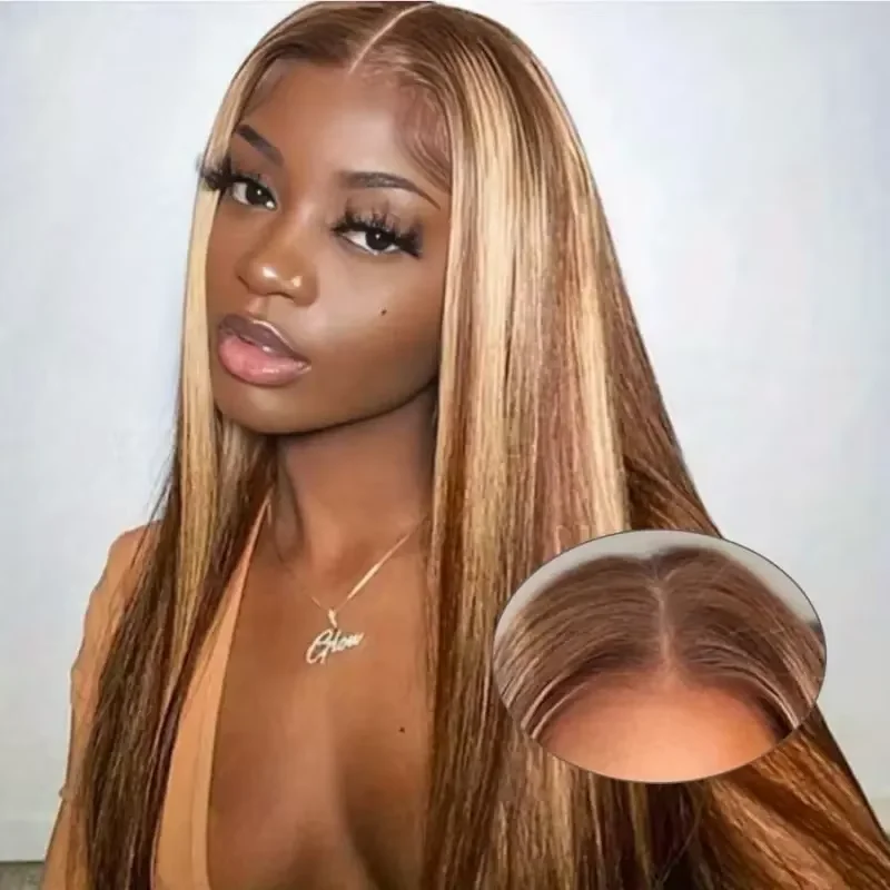 

30 32 дюйма P4/27 Выделите 250% Плотность 13x4 HD Парики из натуральных волос на кружеве спереди Прямые медовые блондинки Бразильские бесклеевые фронтальные парики