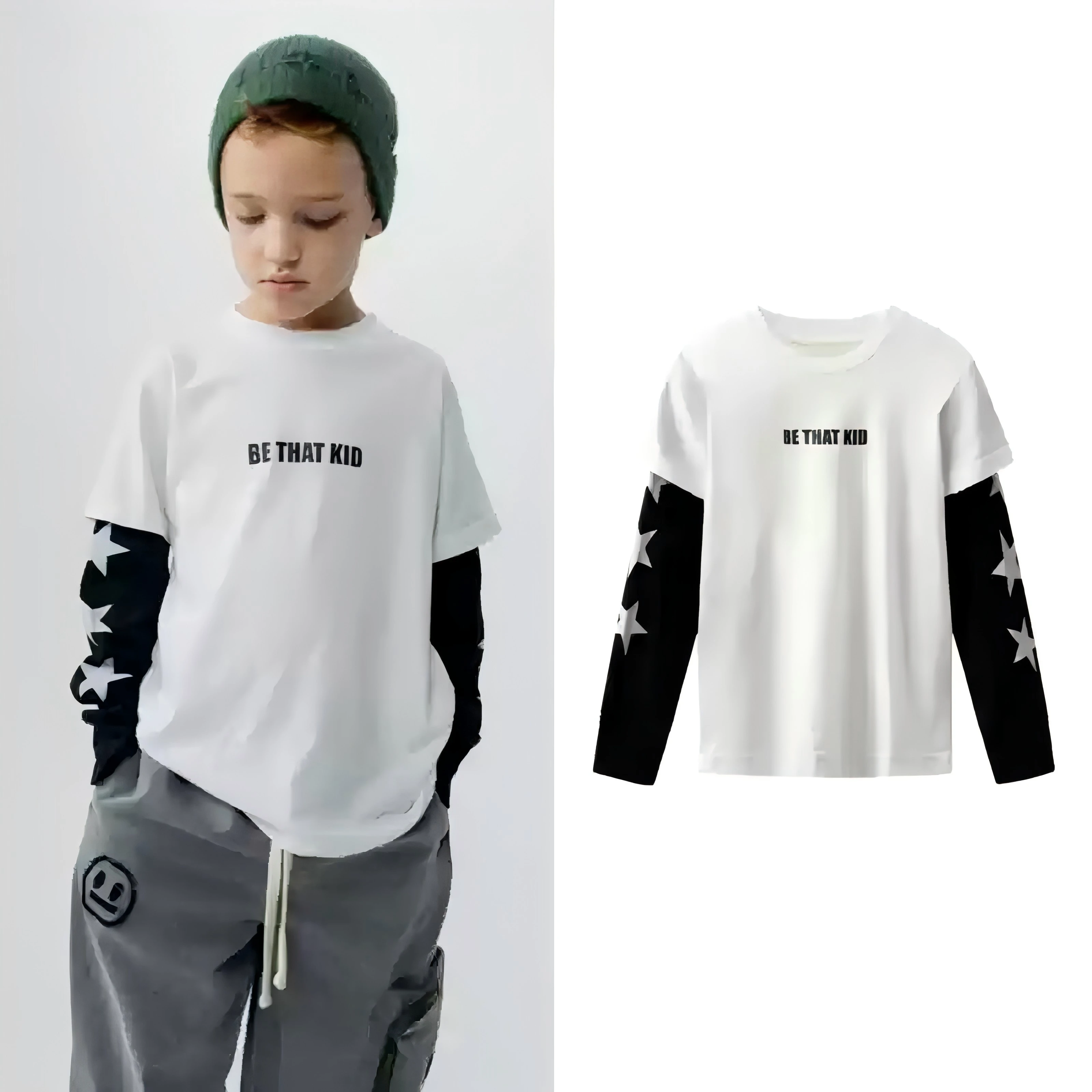 2024 autumn/winter children\'s vacation two-piece long sleeved T-shirt base shirt and leggings set