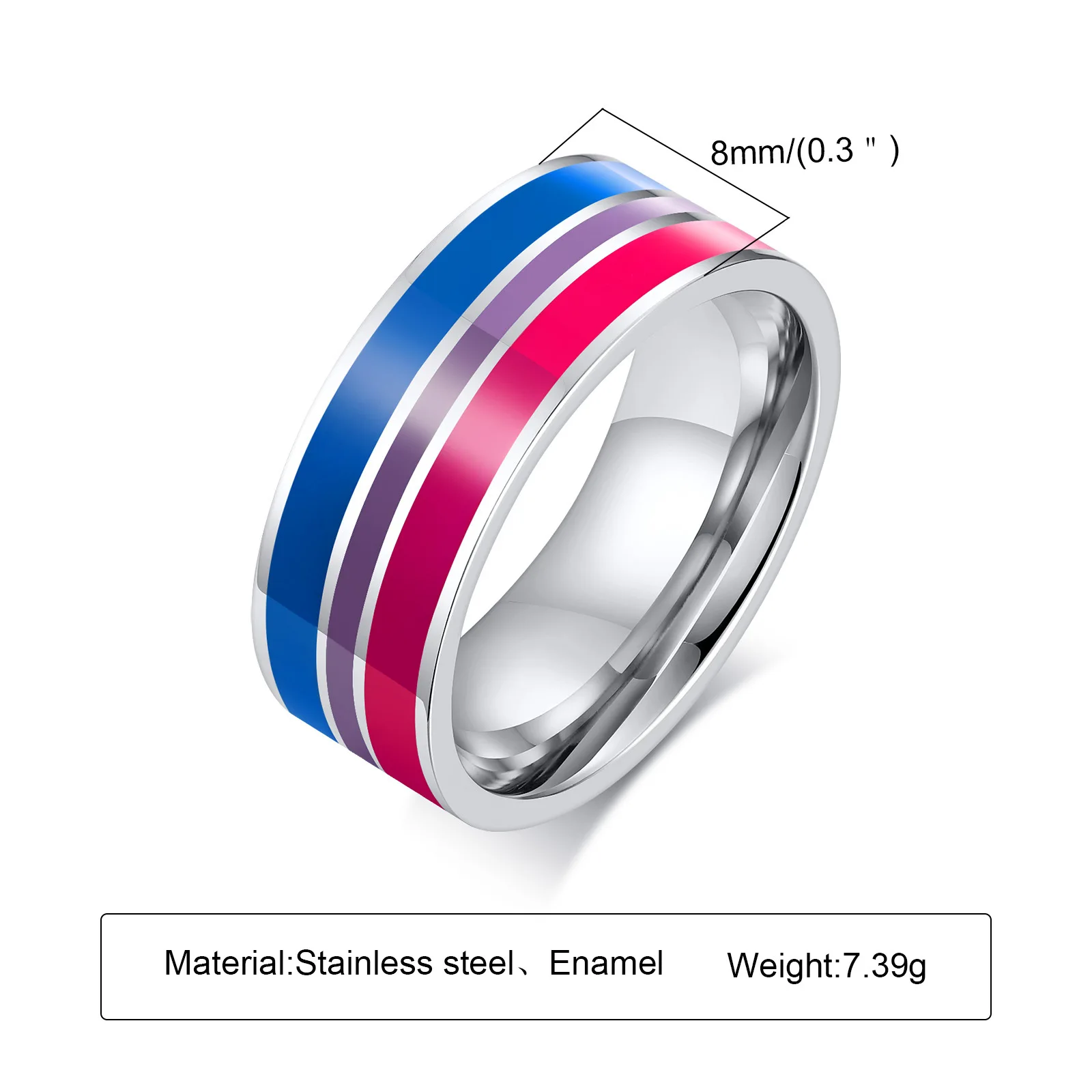 Multicolor Rainbow Ring For Women Men Lgbt Lebian Gay Jewelry Titanium Steel Wedding Engagement Rings Gifts