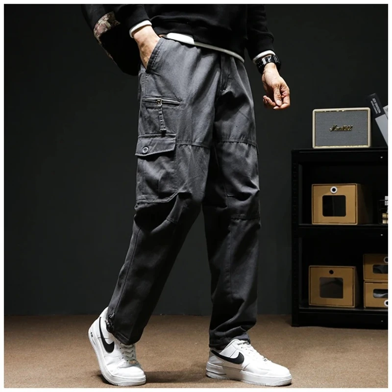 Men's 100% Cotton Cargo Pants All Seasons Trendy Breathable Wear Resistant Trousers Simple Versatile Multiple Colors Available - view 4