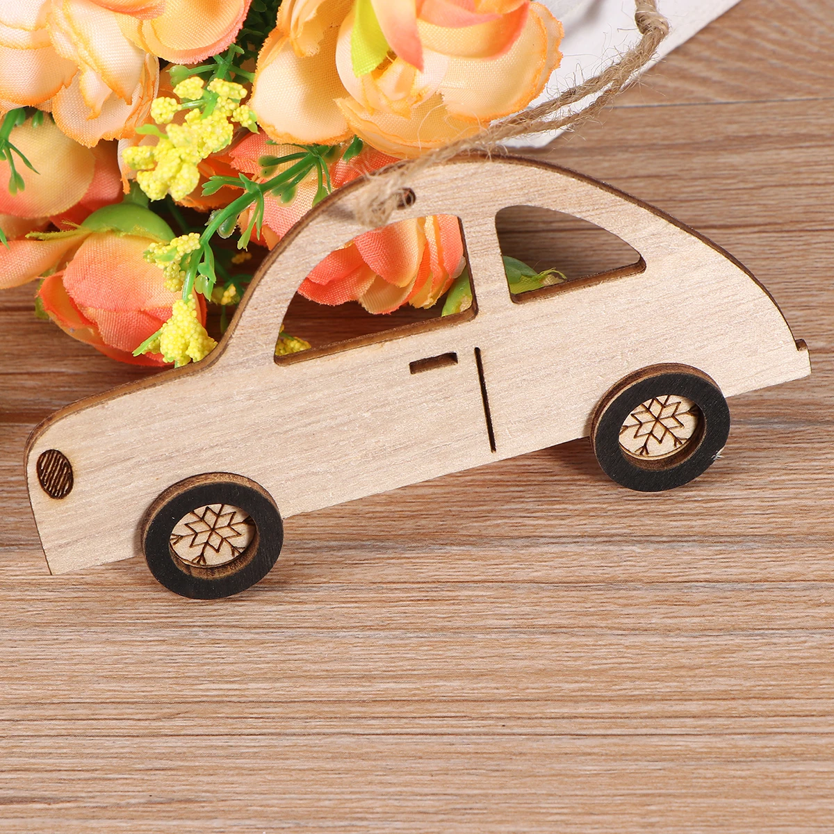 

12 Pcs Wooden Car Pendants Ornaments for Christmas Tree Decoration Decorations Craft