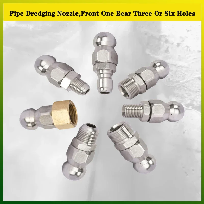 

Pipe Dredging Nozzle Front One and Rear Three Holes ,High Pressure Nozzle Water Spray Pipe Flushing Cleaning Machine Accessori