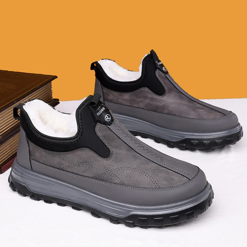 Men's Winter Cotton Boots with Fleece, Warm and Thick Snow Boots, Fashionable and Casual Shoes and Boots image 6