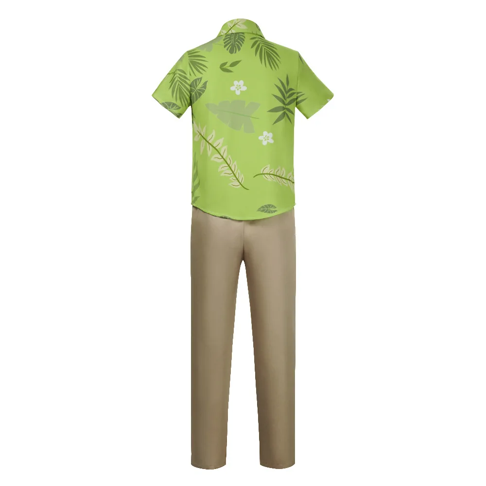 Camisa de cosplay de Fox Nick Wilde con corbata para hombre, disfraz con estampado de hojas verdes para Halloween