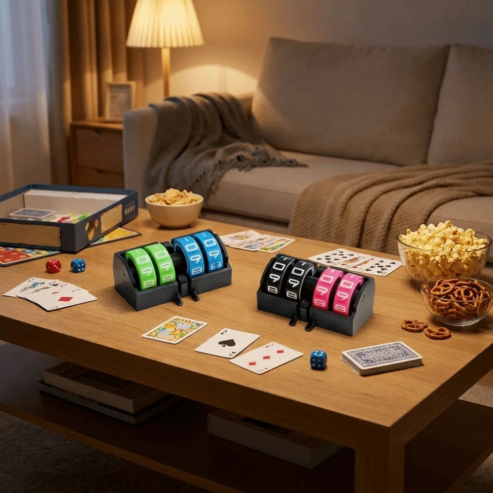 4 Digit Wheel Board Games Score Counter Rotating Number Dials Date-Time Display Tally Tracker Number Dials Adjustable