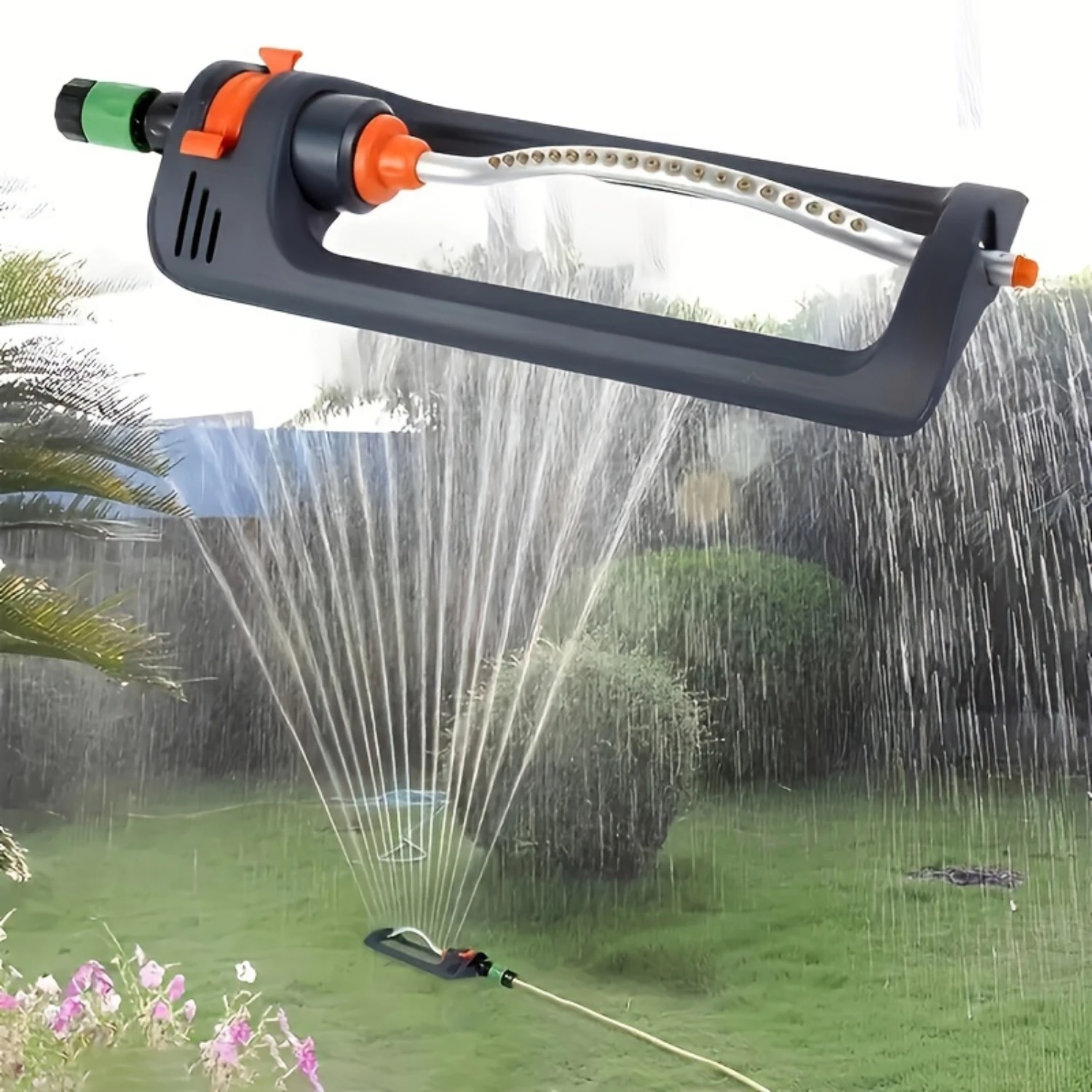 

180-Degree Automatic Oscillating Garden Sprinkler - Large Area Lawn Irrigation System With Nozzles, Fit For Threads, Durable Ab