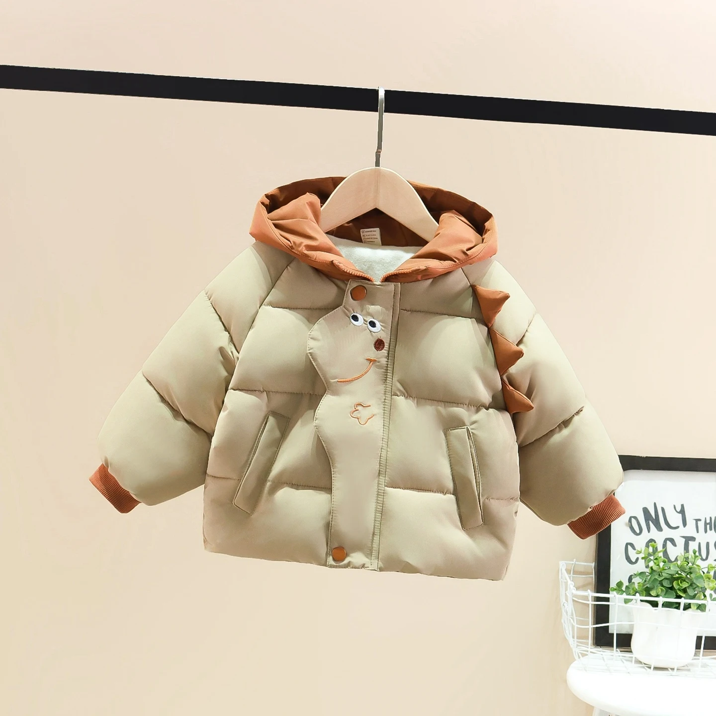 

Thiened Cotton Jaet for Children Winter Warm Coat with Hood Baby Warmth Plu Inner Kids Winter Clothes Hooded Cotton Vest