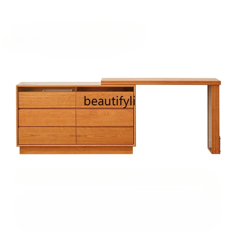 

Solid Wood Chest of Drawers Dresser Integrated Makeup Table Cherrywood Nordic Tailstock Storage Cabinet