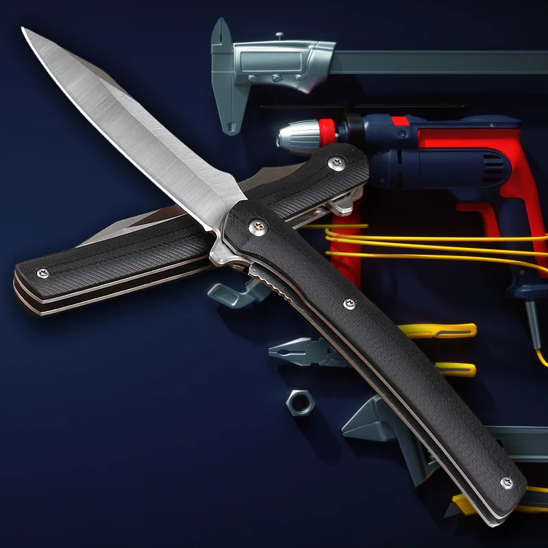 فائدة زعنفة التخييم في الهواء الطلق سكين للفرد D2 الصلب قطرة نقطة شفرة G10 مقبض البرية بقاء الصيد سكّين متعدّد الاستخدامات #4
