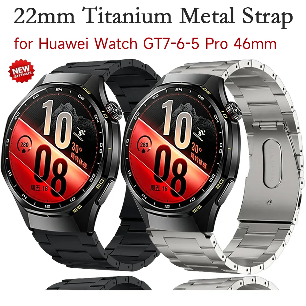 22mm Titanium Metal Strap for Huawei Watch GT7 Pro/GT7-6-5-4 46mm Lightweight Wristband for Amazfit Bip 6/Active Max Balance 3/2