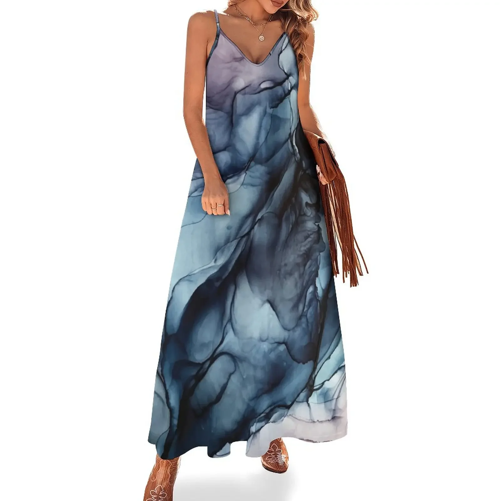 

Blush and Darkness Abstract Alcohol Ink Painting Sleeveless Dress women party dresses women's summer clothing 2024