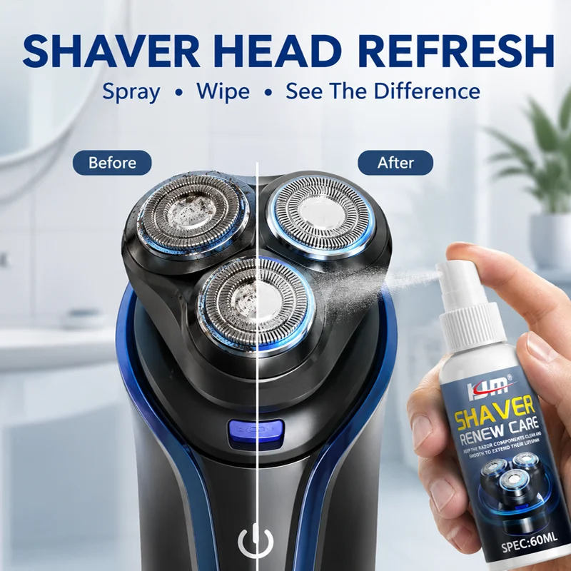 KJM Shaver Renew Care Spray Electric Shaver Head Cleaner Remove Hair Residue Oil Dust For Rotary Foil Trimmer Blade Maintenance