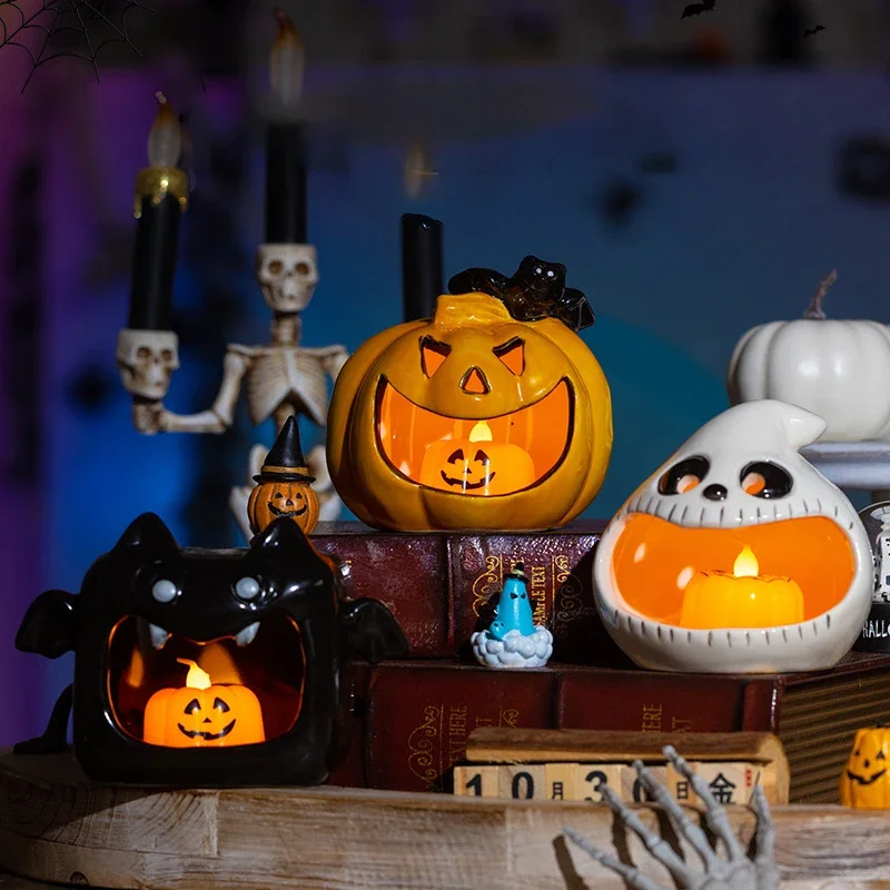 السيراميك شبح شمعة حامل اليقطين الخفافيش الشمعدان الحلوى تخزين سطح المكتب المعطرة شمعة زخرفة مقاومة للحرارة ديكور المنزل هدية