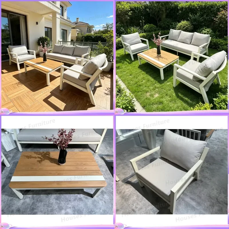 Outdoor Aluminum Alloy Garden Furniture Set Modern Minimalist Patio Table Chair Sofa Combination Waterproof Sunproof Outdoor