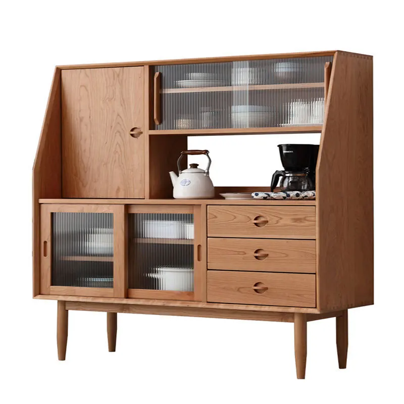 

Nordic solid wood side cabinet, cherry wood side cabinet, white oak restaurant storage