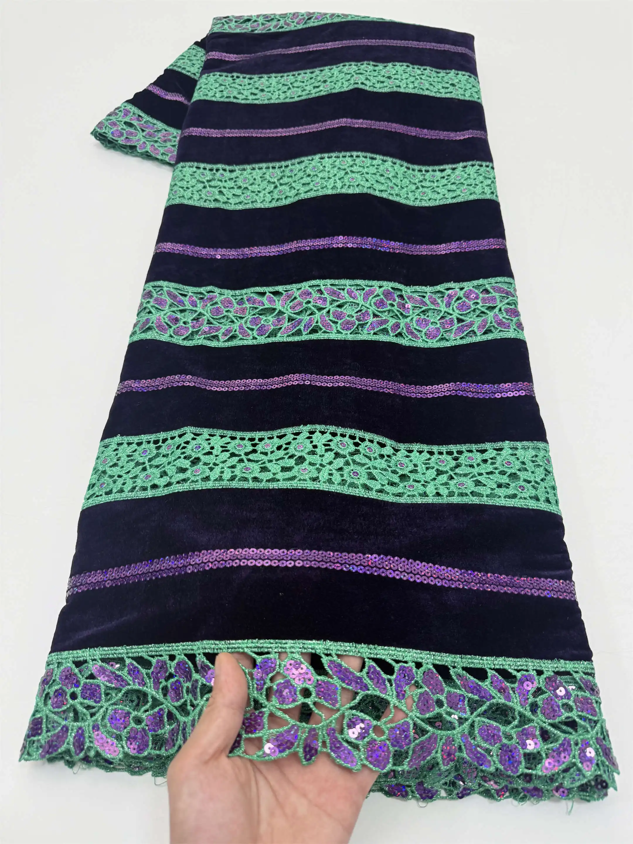 African Velvet Sequined Lace Fabric 2026 High Quality Women Party Women Embroidery Nigerian French Lace Materials For Wedding