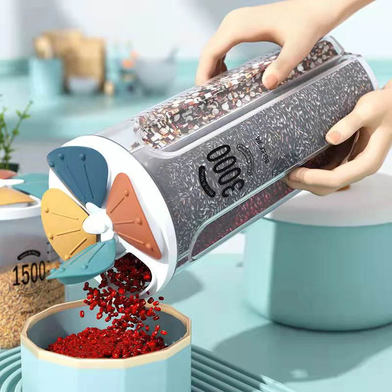 Kitchen Storage Cereal Dispenser Food Can Home Cereal Container Moisture-Proof Sealed Cans Cereals Bean Organizer Box