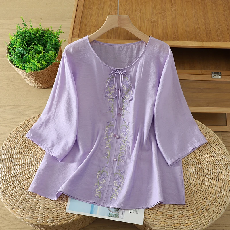 

Summer 2026 New Retro Cotton Linen Set Casual Loose Women's Shirt And Pants Two-Piece Set Korean Style plus Size Female Clothing