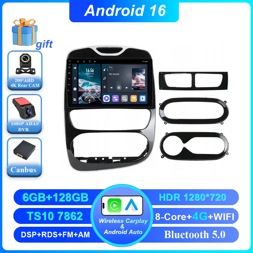 Android 16 Carplay Auto Voor Renault Clio 3 4 2012 2013 2015-2018 Auto Multimedia Speler Video Radio Stereo GPS navigatie 4G BT